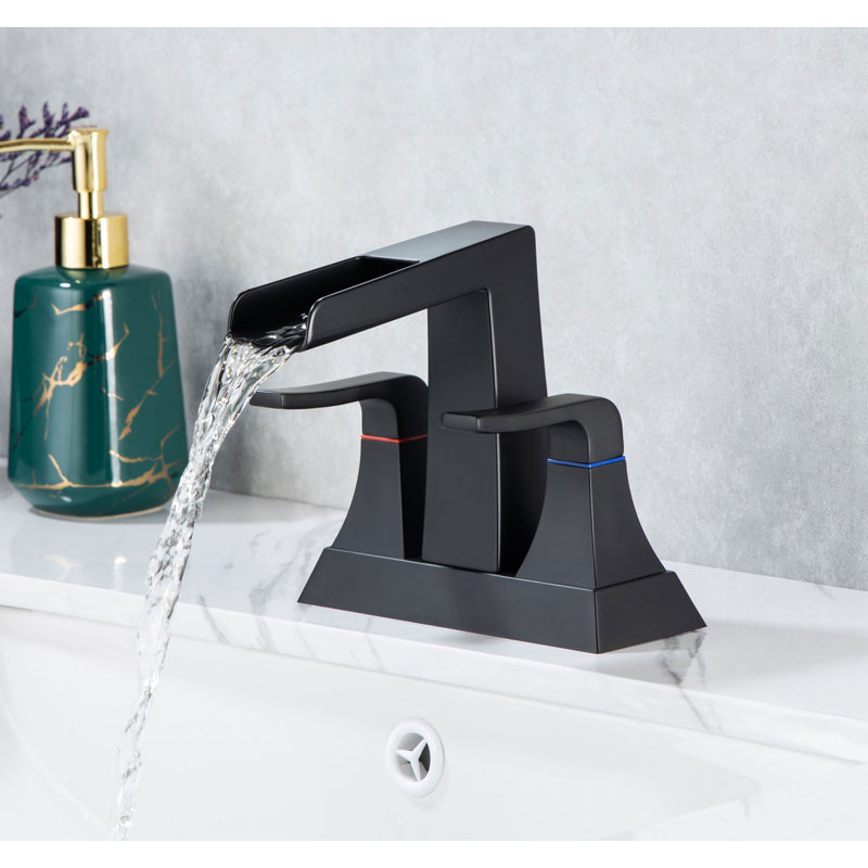 Centerset 2-handle Bathroom Faucet with Drain Assembly, Matte Black