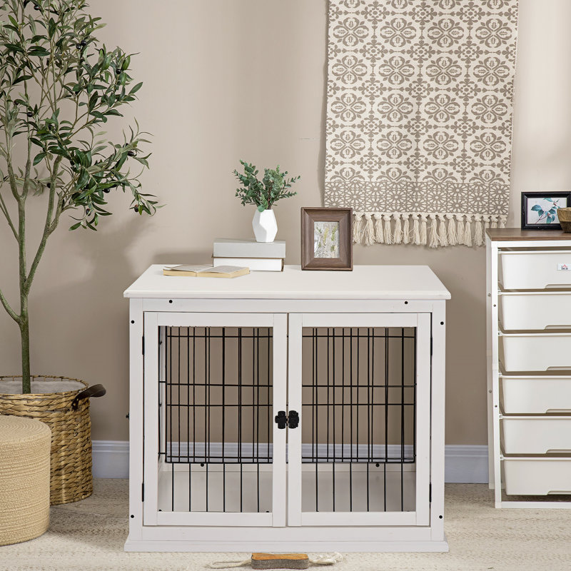 Meuble de caisse pour chien Pawhut, Blanc