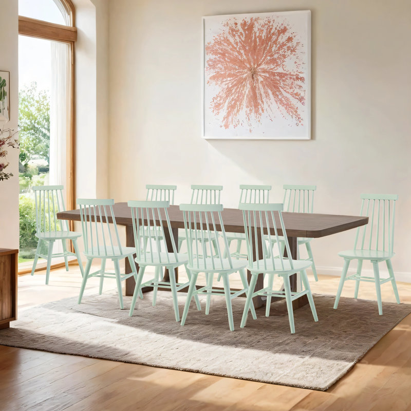 Alvie Solid Wood Cross Back Side Chair, Soft Mint