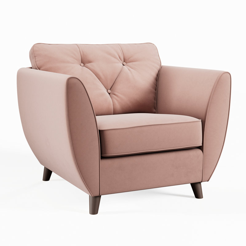 Collazo Upholstered Armchair, Pink, Dark Brown Wood