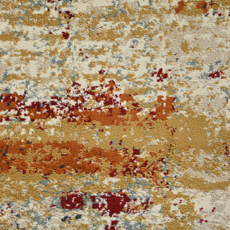 Beachley Abstract Modern Terracotta Area Rug, Rectangle 5'1" x 7'6"