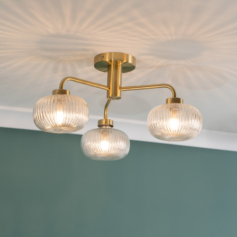 Abigahil Glass Semi Flush Mount, Smoked, Matte Black, Yes