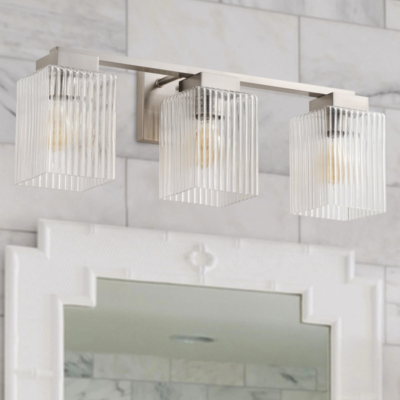 Lampe frontale réglable en verre 3 lumières avec miroir en fer