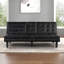 Futon canapé-lit de style contemporain à finition brune, siège convertible en siège capitonné et dossier rabattable avec porte-gobelet USB-362387246