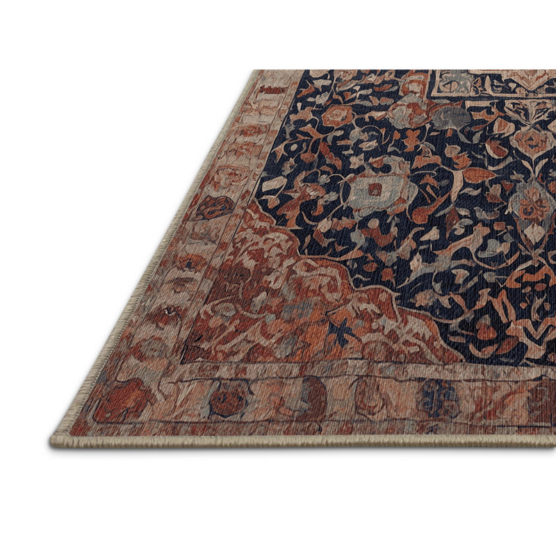 Machine Washable Brown Area Rug, Rectangle 7' x 9'