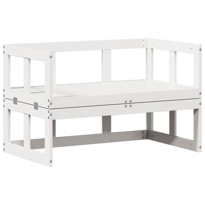 Patio Sofa Bench Extendable Solid Wood Pine, White