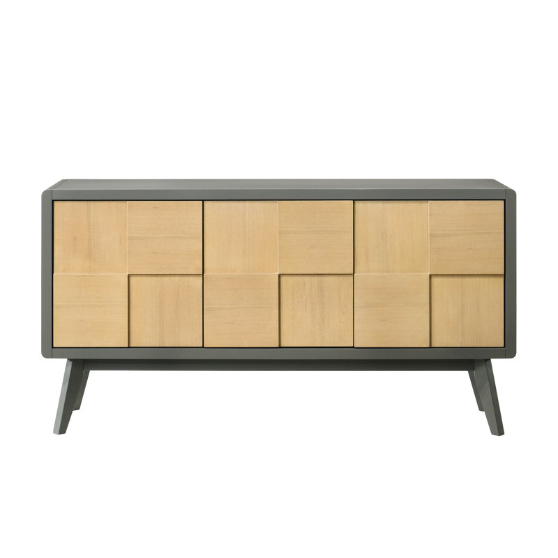 Grey & Natural Finish Server With Space - Practical For Your Home And Elegant Storage Choice