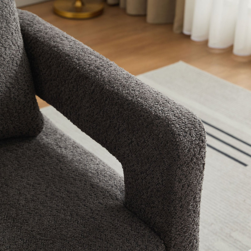Fauteuil d'appoint pivotant revêtu de tissu bouclé, Gris anthracite