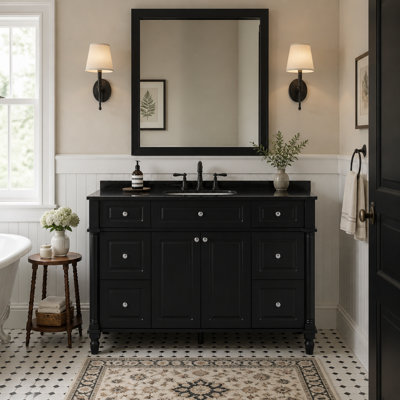 Vintage Style Freestanding Bathroom Vanity Cabinet With Six Drawers Two Doors And Solid Wood Legs, Only Cabinet