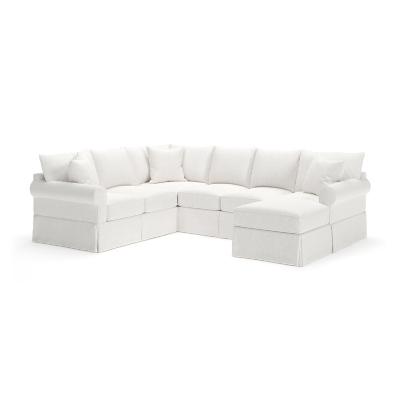 Canapé modulaire de trois articles avec housse Amari, Orienté à droite, Chenille Crypton® neige Nomad
