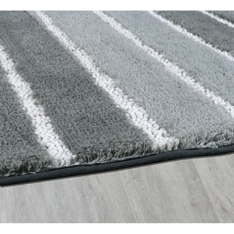 Tapis de bain ombré à rayures, L 32 po x l 20 po, Gris