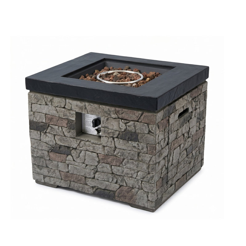 Foyer de table rectangulaire au propane 32 po, foyer en béton léger de 40 000 BTU avec réservoir caché