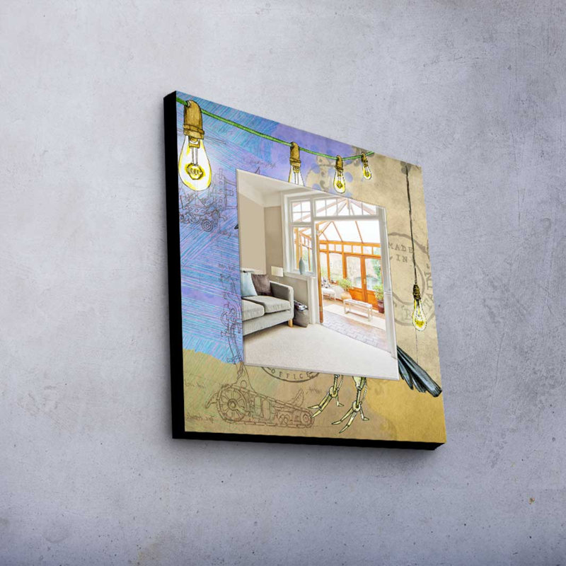 Élégant miroir décoratif avec cadre 100% bois de pin, 19,7 po x 19,7 po | Miroir en verre véritable (épaisseur: 0,2 pouce) | Peinture sur tissu élégante | Parfait pour la décoration intérieure et le vestibule, design durable et chic
