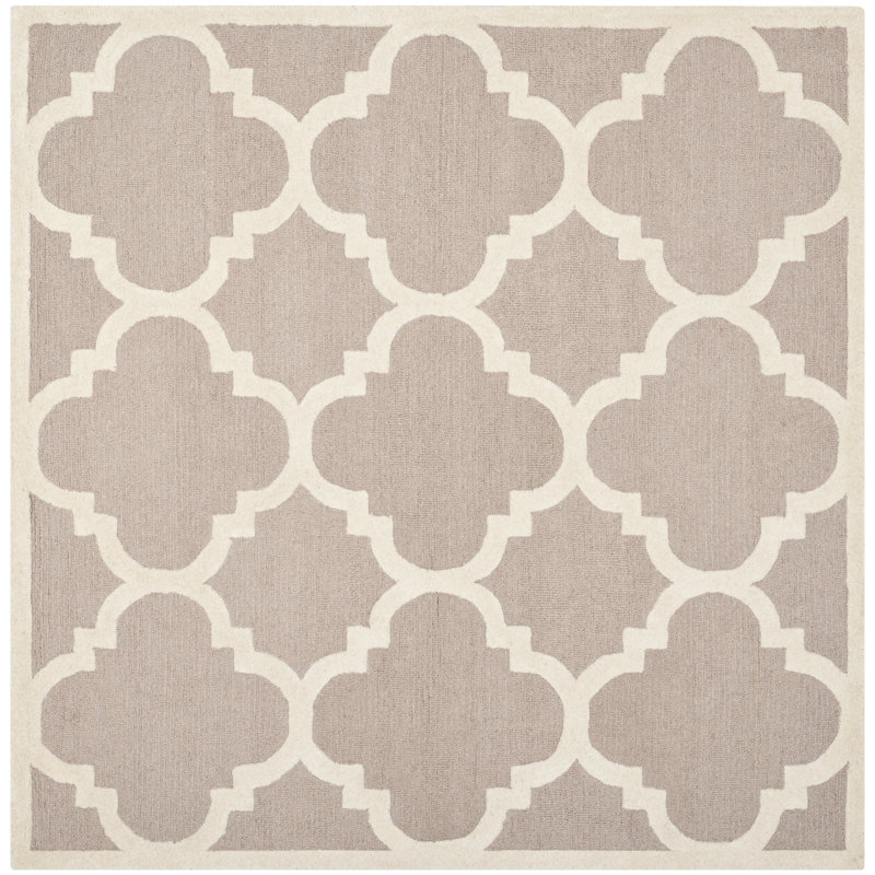 Cannen Hand Tufted Wool Geometric Rug, Square 10'