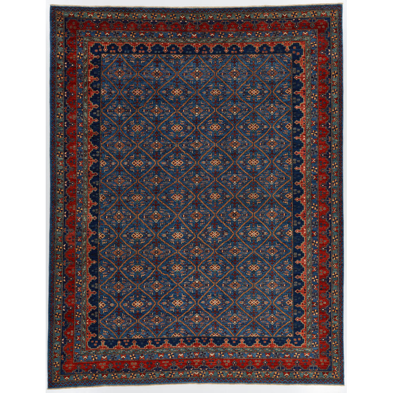 9x12 Navy and Red Traditional Rug