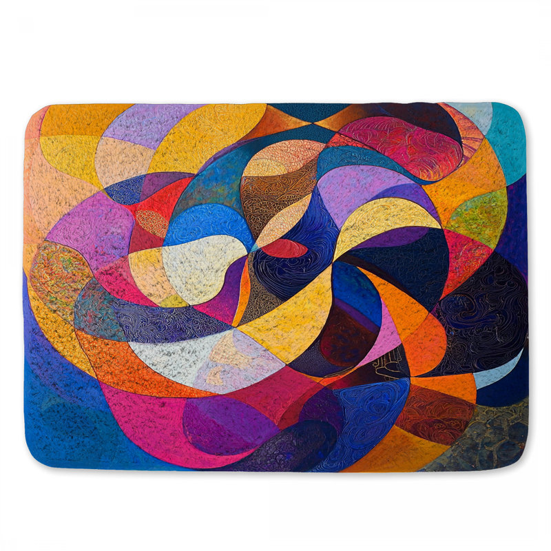 Tapis de bain abstrait tourbillonnant abstrait, salle de bain éclectique, L 34 po