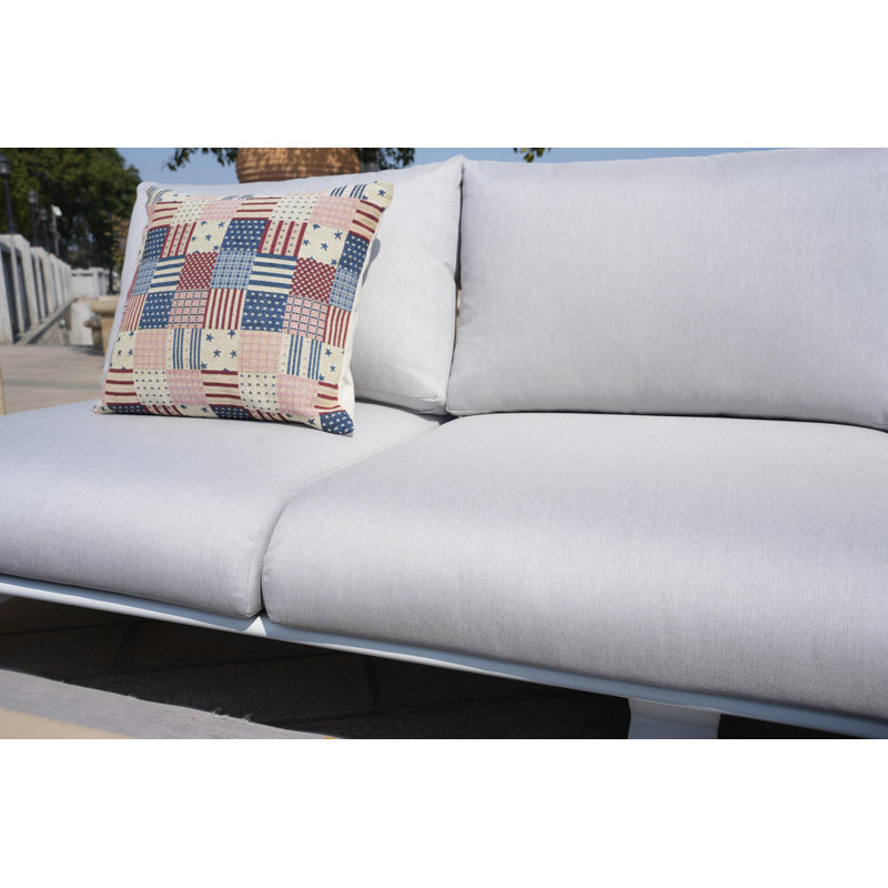 5 - Person Patio Conversation Set with Cushions, White, White