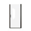 Porte de douche pivotante 28 po x 72 po, cadre en aluminium noir mat, demi-cadre, film en verre trempé anti-déflagrant de 1/4 po (6 mm), poignée en acier inoxydable