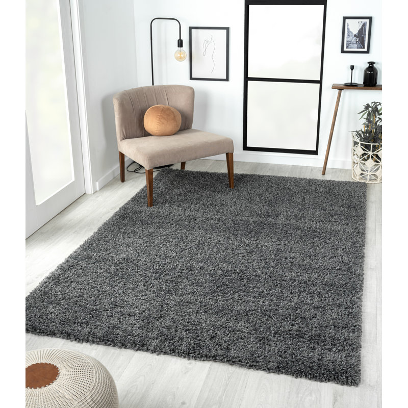 Shaggy Lush dark grey Rug, Rectangular 160 x 230cm