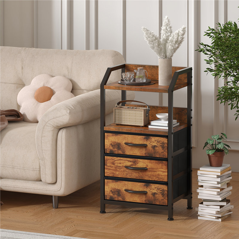 40cm W Bedside Table, Rustic Brown