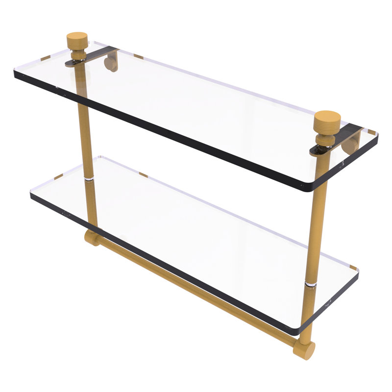 Tablette flottante avec porte-serviettes 2 pièces Foxtrot, H 12 po x l 16 po x P 5 po, Or espagnol