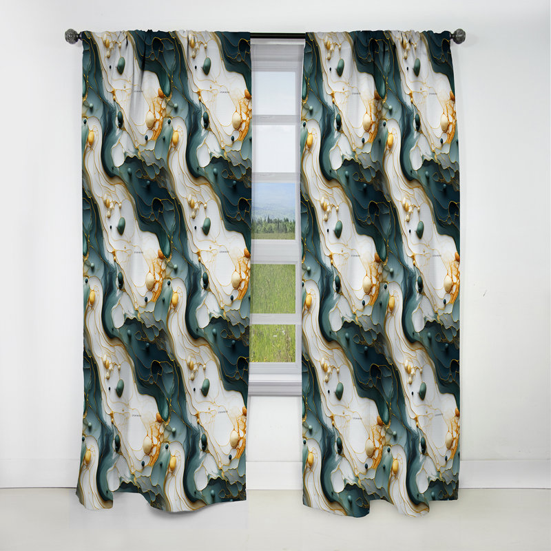 Urban Retreat Marble Motif I - Rideau de marbre abstrait - Rideau de marbre occultant - 1 panneaux, L 52 po x L 95 po