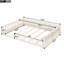 Lit plateforme beige avec garde-corps et coussin confortable - Structure pleine grandeur en bois massif