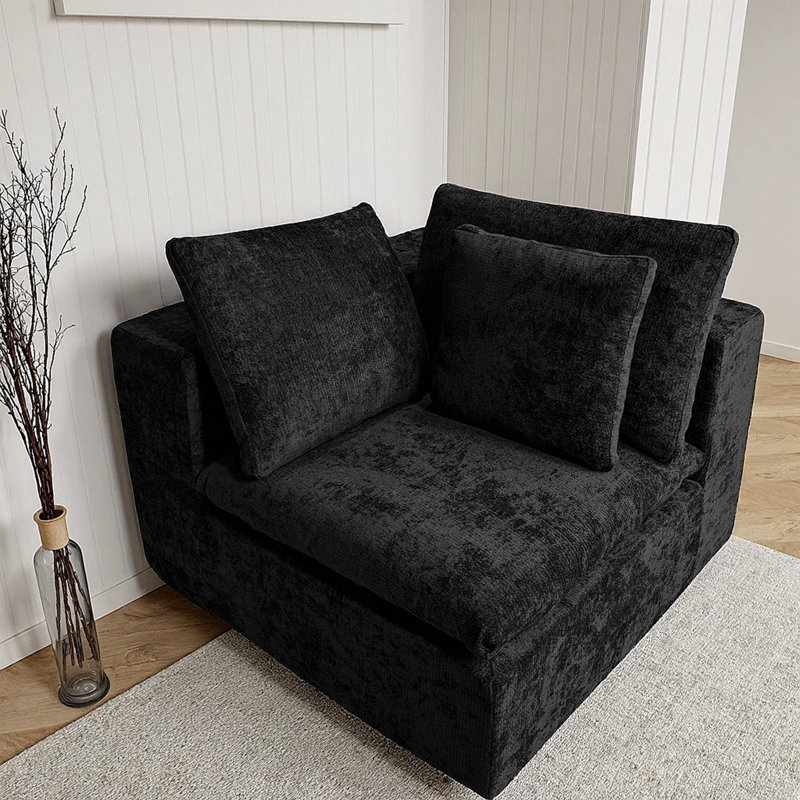 Canapé modulaire rembourré 39,4 po, Noir
