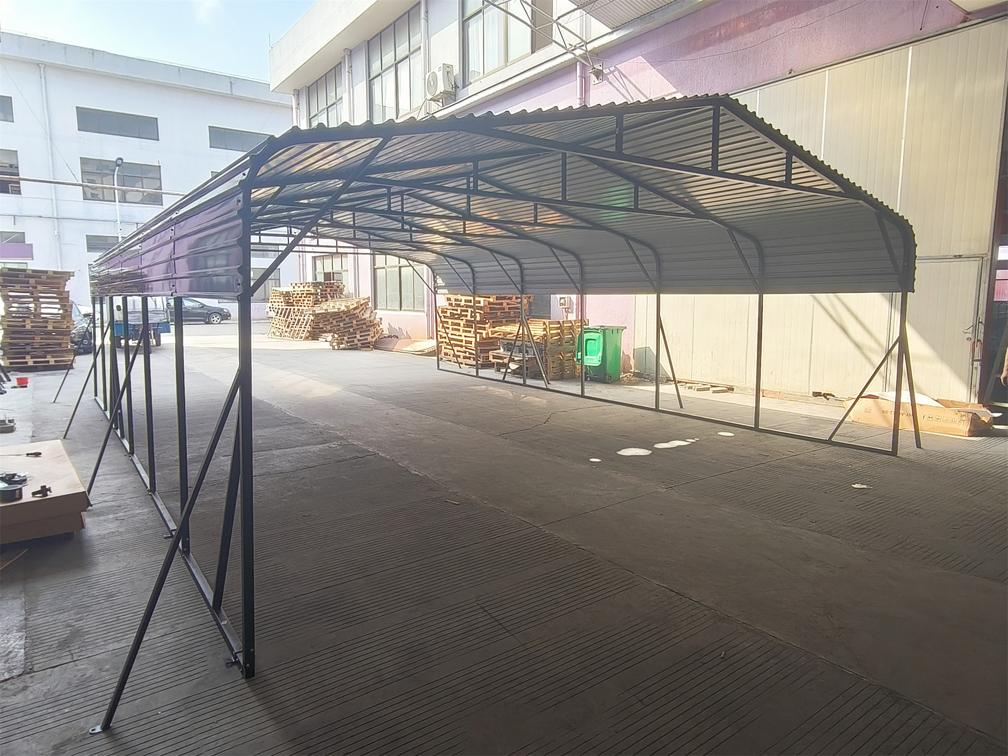 Windy Triangle Frame LOONGFIELD Carport Canopy Heavy Duty Car Port Galvanized Steel Roof ...