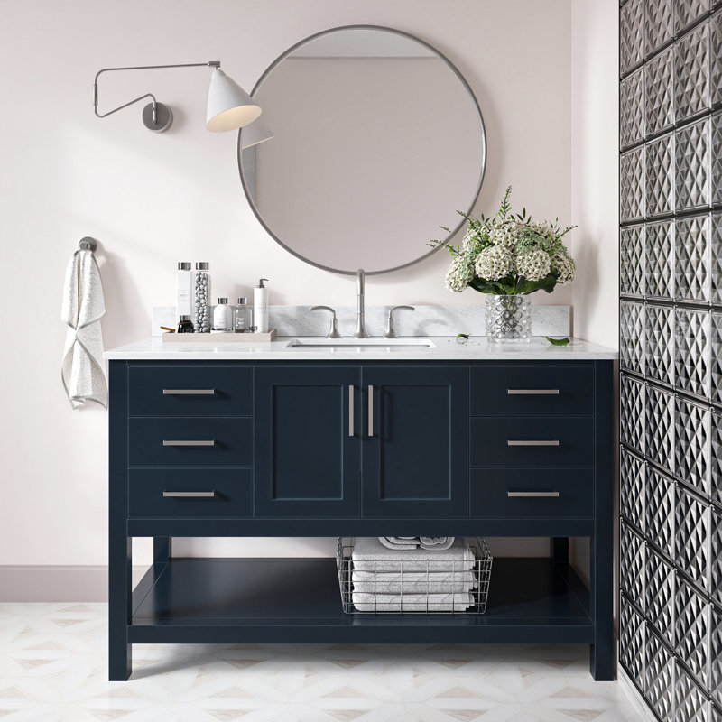 Magnolia Bath Vanity Rectangular Basin S061SCW2R, Rectangular, Midnight Blue, 55"