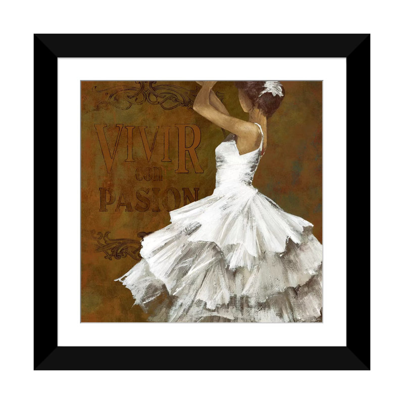 «La Dance II», impression sur toile, H 24 po x l 24 po x P 1 po, Papier d'art encadré noir, Blanc