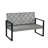 Outdoor 4 - Piece Furniture Featuring Gray , Blue Cushions And Wood Table, American Design, For Lawn Garden Patio With Sectional Balcony Porch