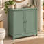 Meuble-lavabo avec ouverture en U, tablette réglable et 2 portes, vert foncé