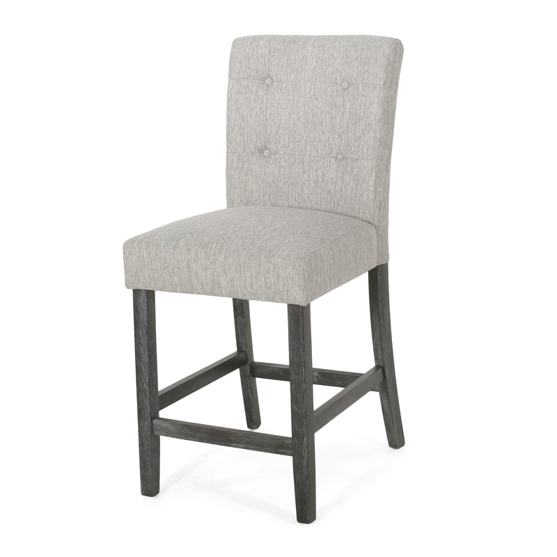 Ajeem Upholstered Counter Stool, Light Gray/Gray Frame
