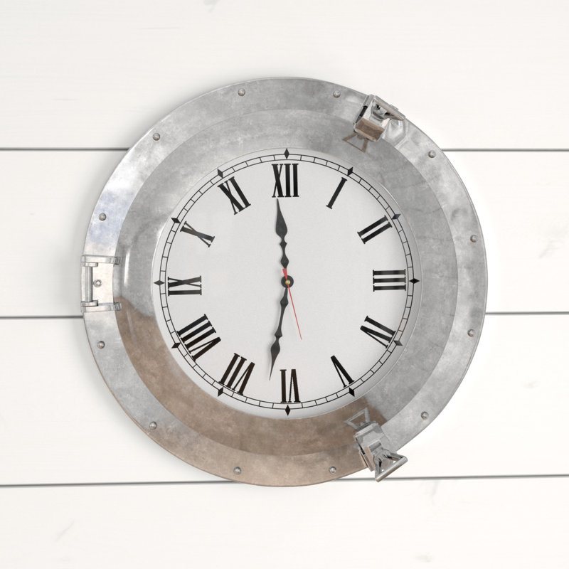 Horloge murale 15 po hublot, Chrome