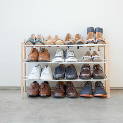 Yamazaki Home Expandable 3-Tiered Space Saving Shoe Rack, Steel,  Holds 12 to 16 Shoes