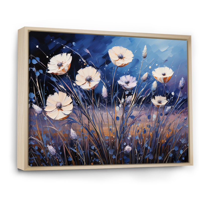 Bleu bleuet en cascade II - impression, H 12 po x l 20 po x P 1 po, Cadre naturel flottant