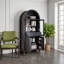Grand garde-manger arqué cannelé de 71 po avec tablettes réglables et porte vitrée, armoire de rangement noire-1177824731