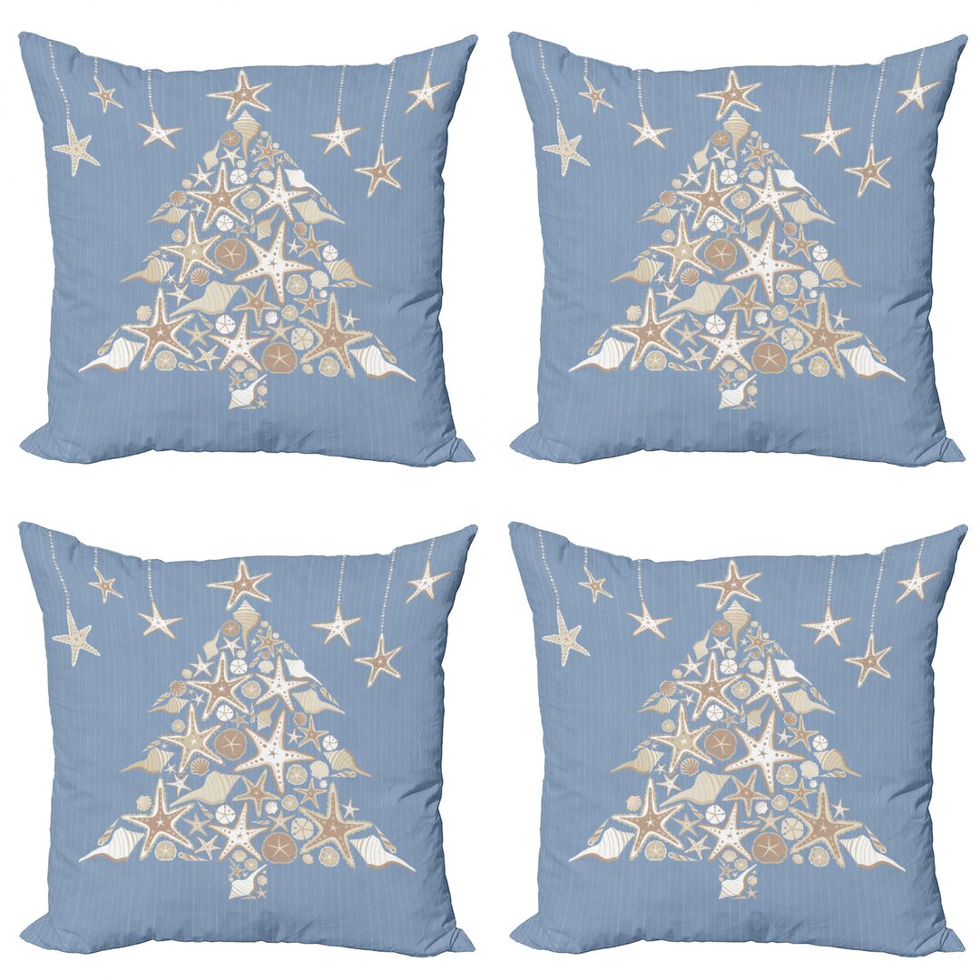 Dekokissen Kissenbezug, Sea Life Thema Meer, Weihnachten, Beige Creme