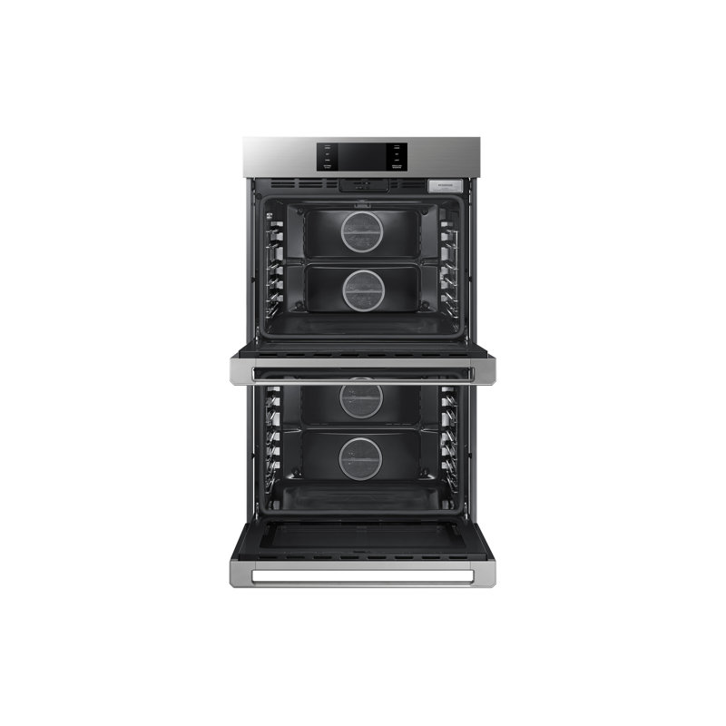30" Double Wall Oven Steam, Contemporary, Silver Stainless