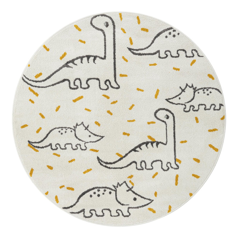 Unique Loom Dinosaur Whimsy Kids Rug, Round 5'1"