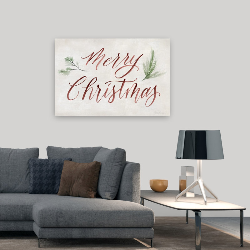 «Merry Christmas», impression élégante de pin rustique minimaliste, H 32 po x l 48 po