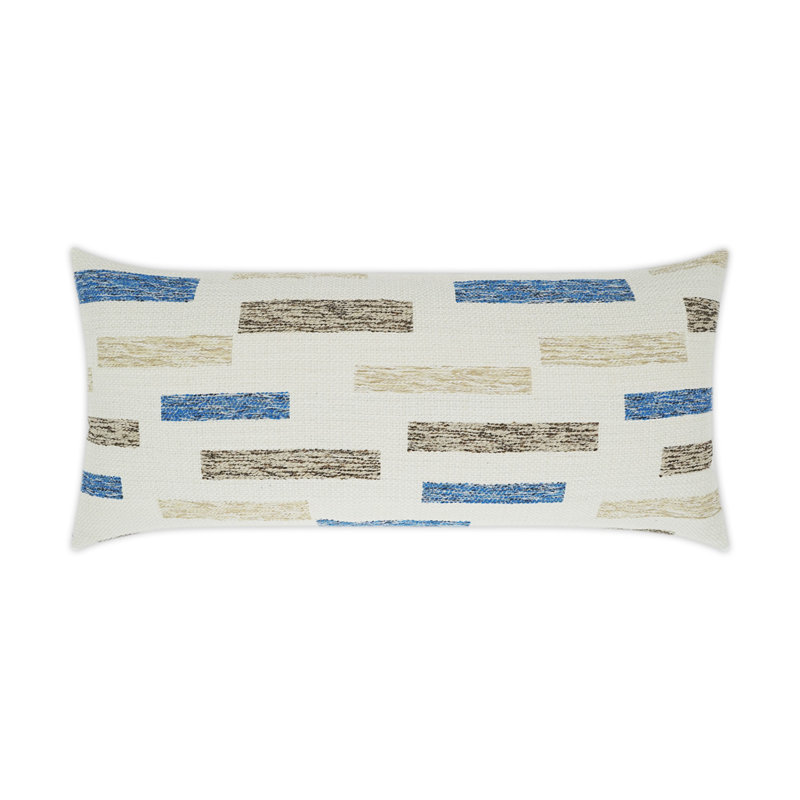 Coussin décoratif extérieur Blockweave, Bleu, Rectangle H 12 po x l 24 po
