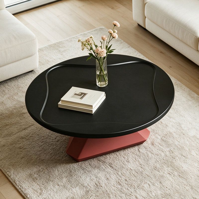 Table basse Modern Modern, H 15,74 po x l 35,43 po x P 35,43 po, Noir / Rouge