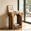Table de bout arquée, table de thé à 2 niveaux, table de vestibule en bois