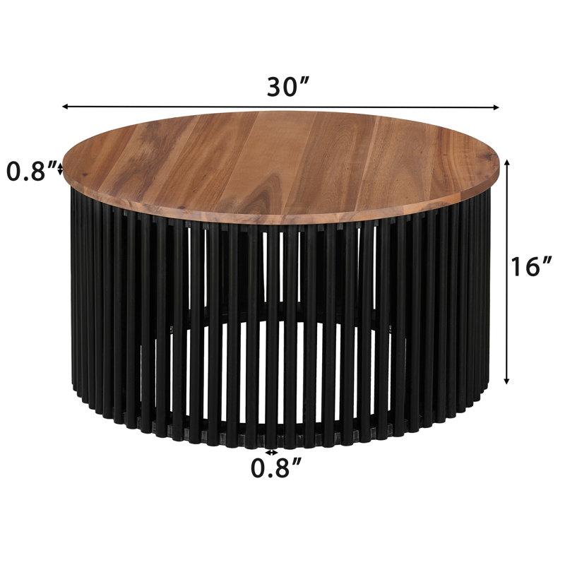 Ensemble de mobilier de patio: table basse en bois d'acacia + table d'appoint