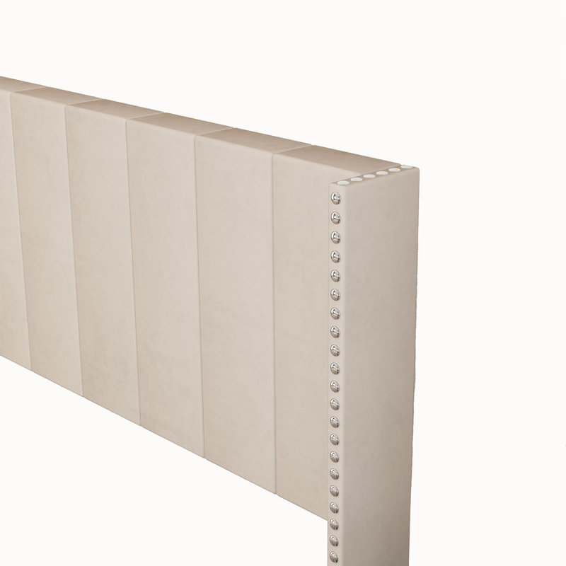 Lit plateforme tapissier Janaila, Beige, Double TG