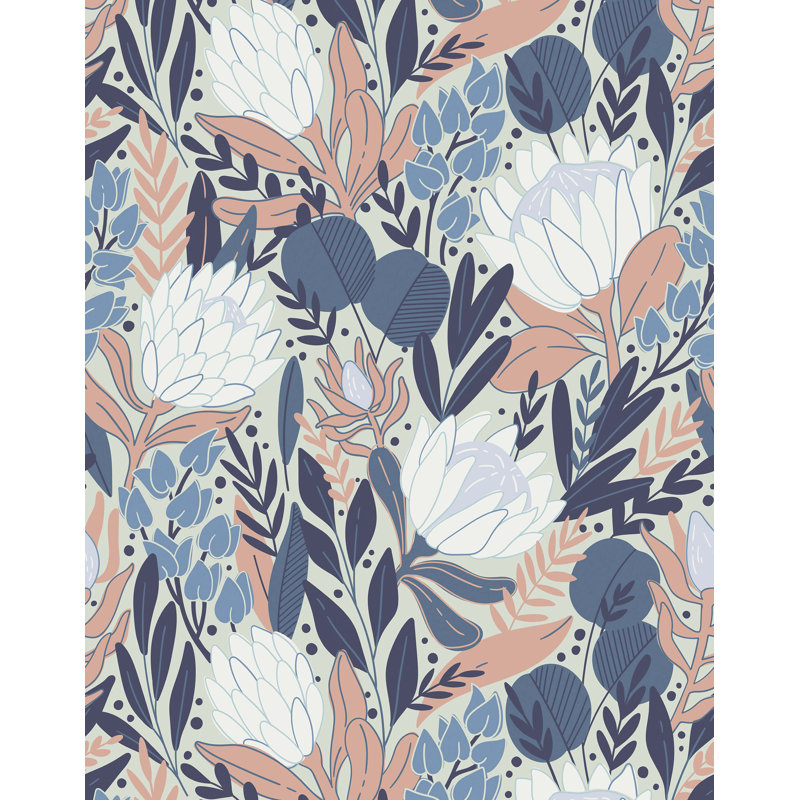 Terron 7m x 75cm Wallpaper Roll, Blue