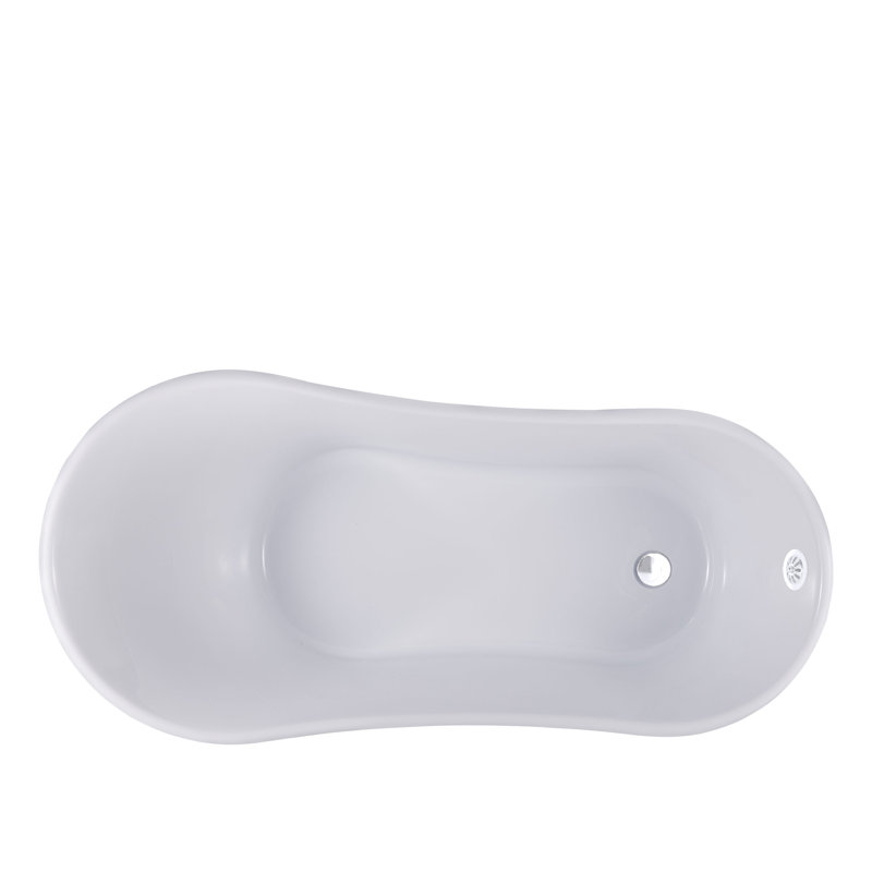 55" Streamline Clawfoot Soaking Acrylic Bathtub With Drain, Clawfeet, and Bamboo Tray, Matte Oil Rubbed Bronze, Matte Pink