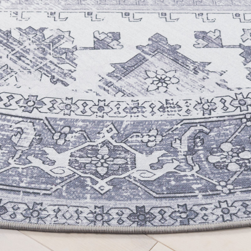 Abigailrose Performance Machine Washable Oriental Rug, Round 6'